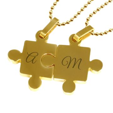 Colgantes puzzle de acero dorado personalizables - 2377